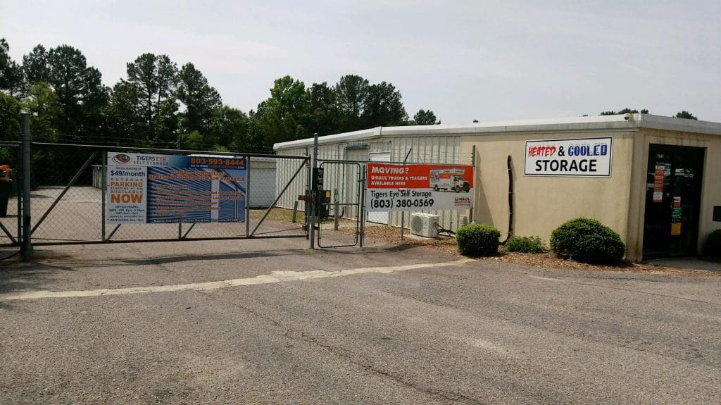 Tigers Eye Self Storage Aiken gate signage
