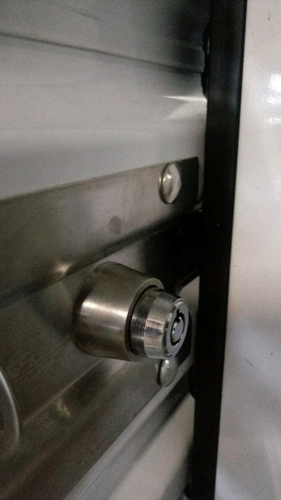 Tigers Eye Self Storage Installed cylinder lock not fully inserted